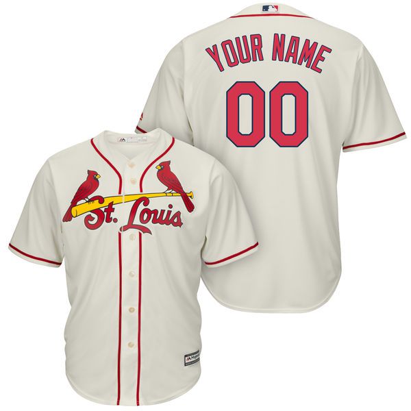 Men St. Louis Cardinals Majestic Cream Alternate Cool Base Custom MLB Jersey